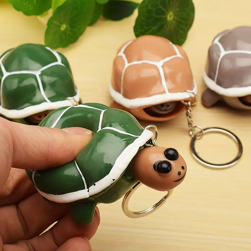 Tortoise Keychain Head Popping Squishy Squeeze Toy For Stress Reduction For Men Women Decompression Artifact Relaxation Key Ring