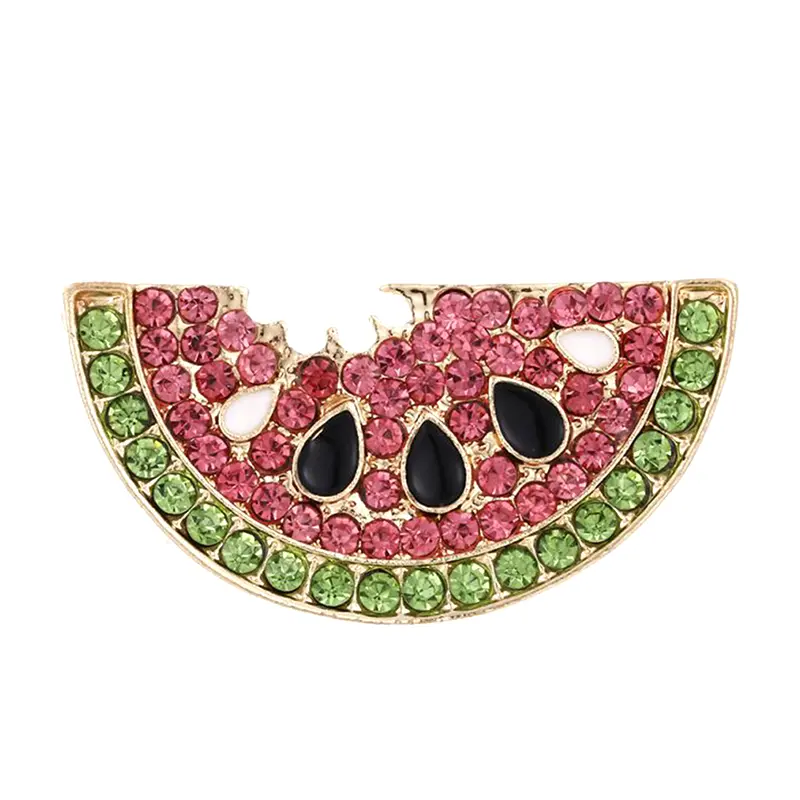 Summer Style Rhinestone Watermelon Brooches For Women Cute Fruit Brooch Pin Kids Backpack Badges Fashion Jewelry