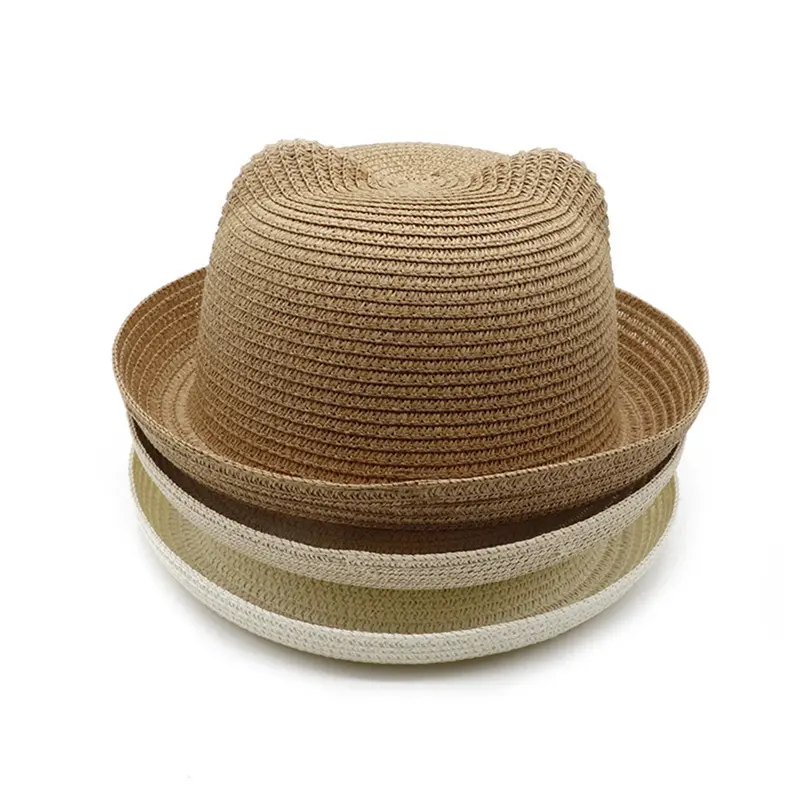 Cute Baby Hat With Ears Summer Straw Mesh Baby Girl Boy Hat Kids Snapback Baseball Cap Children Beach Sun Hat