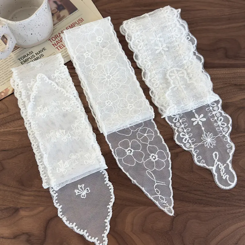 Retro Lace Long Strip Silk Scarf Fashion Lace Hair Scarf Elegant Headband For Women Girls Sweet Adjustable Soft Ribbon Gifts