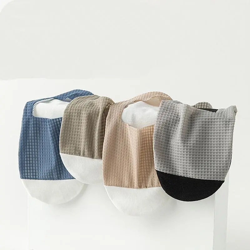 Men's Comfortable Breathable Mesh Sox, 3 PairsThin Invisible Boat Socks, Sweat-Absorbing and High-Quality Waffle Design