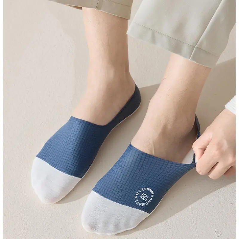 Men's Comfortable Breathable Mesh Sox, 3 PairsThin Invisible Boat Socks, Sweat-Absorbing and High-Quality Waffle Design
