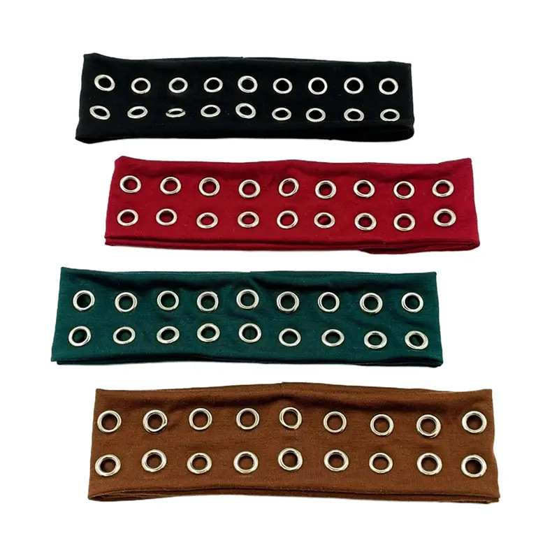 Punk Girl Hollowed Out Eyelets Wide Elastic Headband Stretchy Metal Rock Steampunk For Sports Headbands Hair Accessories