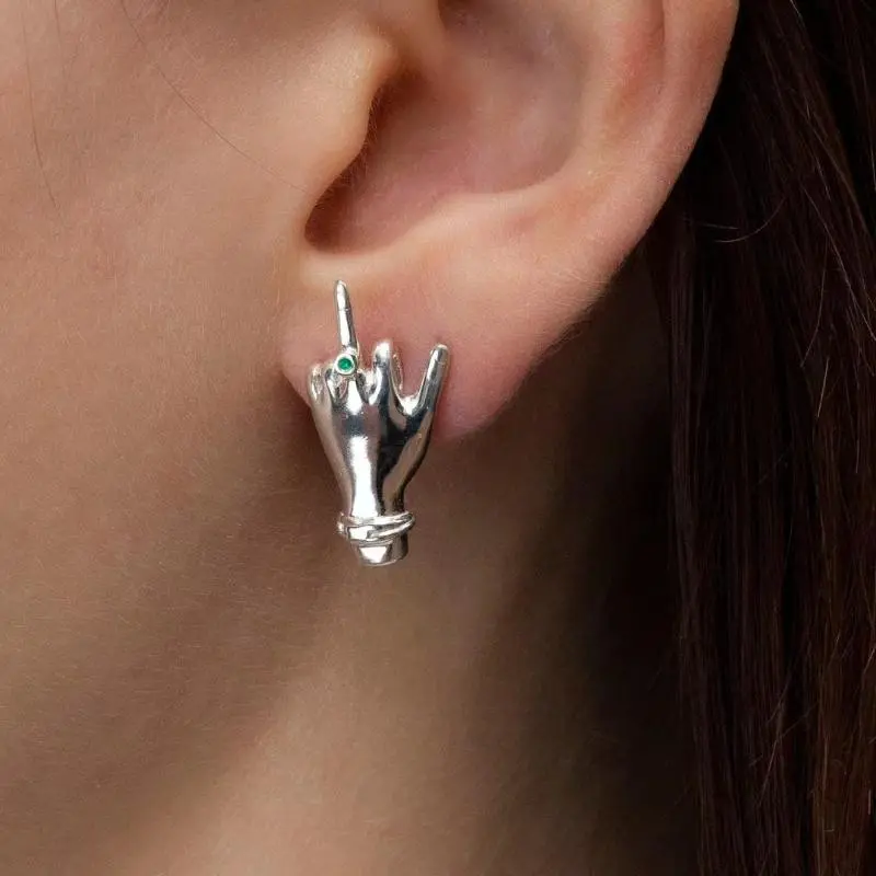 1Pair Innovative Palm-Shaped Earrings for Ladies; Simple and Fashionable Party Jewelry, Perfect Gift