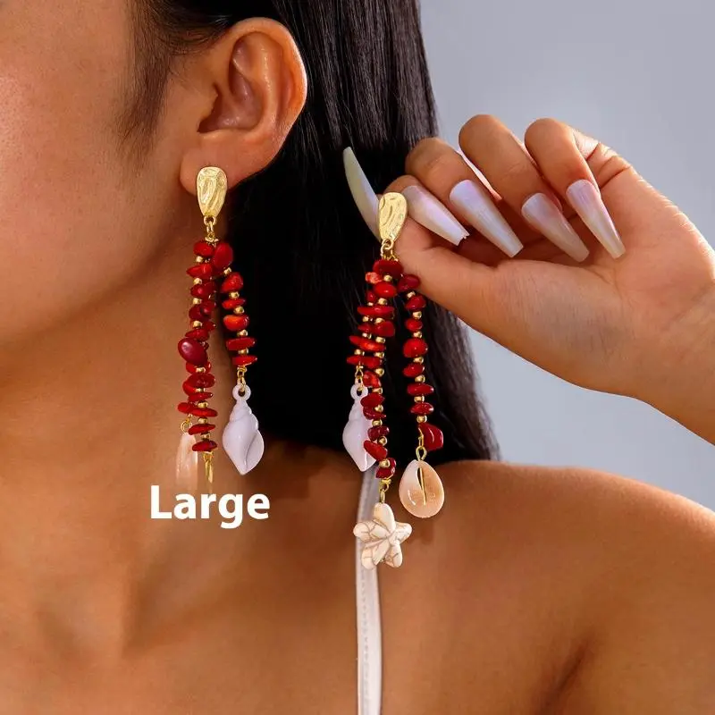 Trendy Bohemian Turquoise Earrings Acrylic Geometric Coral Inspired Jewelry For Women's Gift