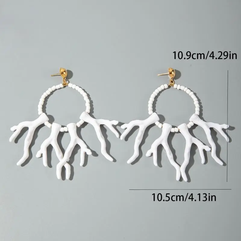 Trendy Bohemian Turquoise Earrings Acrylic Geometric Coral Inspired Jewelry For Women's Gift