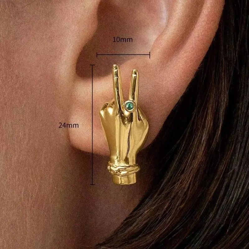 1Pair Innovative Palm-Shaped Earrings for Ladies; Simple and Fashionable Party Jewelry, Perfect Gift
