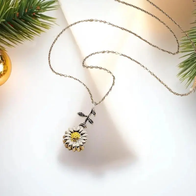 Sunflower Cremation Jewelry Stainless Steel Urn Necklace Keepsake Ashes Memorial Pendant Locket For Human Ashes