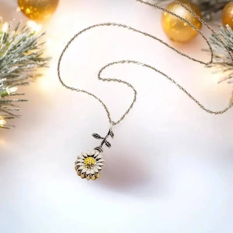 Sunflower Cremation Jewelry Stainless Steel Urn Necklace Keepsake Ashes Memorial Pendant Locket For Human Ashes