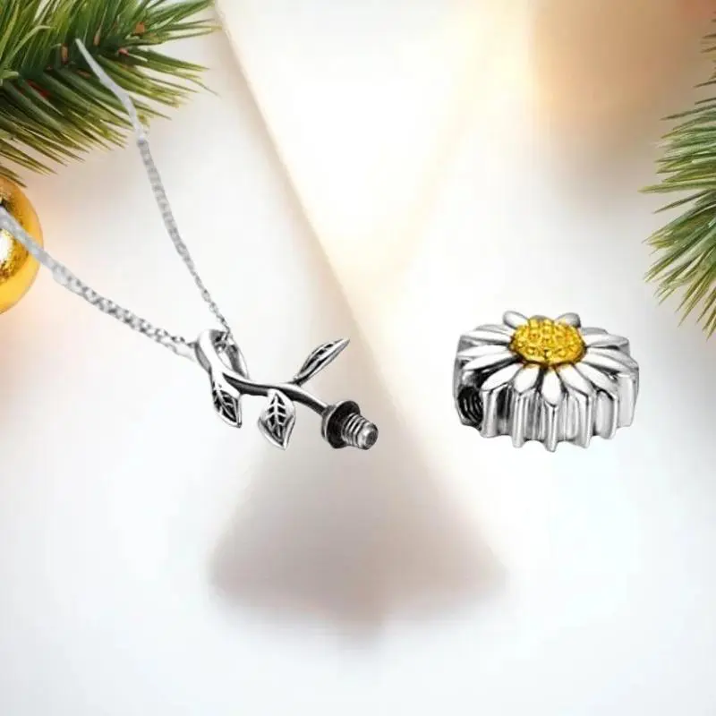 Sunflower Cremation Jewelry Stainless Steel Urn Necklace Keepsake Ashes Memorial Pendant Locket For Human Ashes