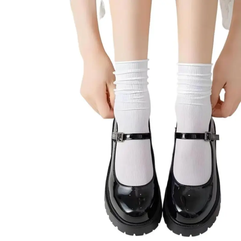 10 Pairs Ice Silk Medium Tube Socks – Solid Color Stacked Women's Casual Socks Breathable & Comfortable Kawaii Design