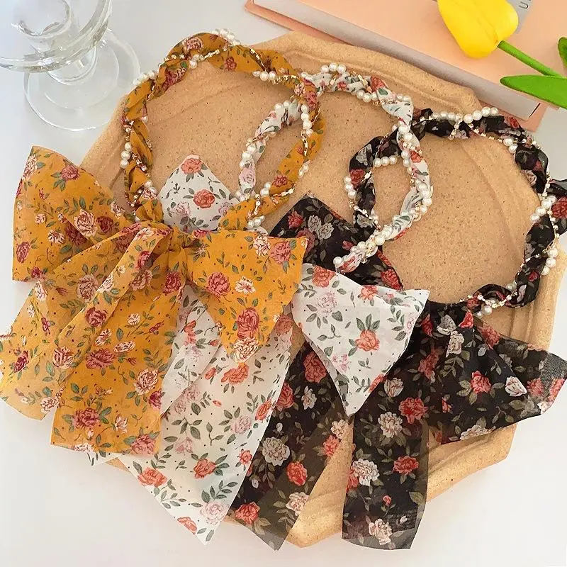 High Quality Retro Hair Strap Hoops Fashion Floral Ribbon Weaving Hairband For Women Headband Hair Accessories