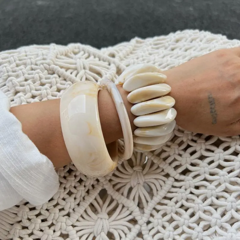 Elegant Resin Acrylic Geometric Cuff Bangles Women New Fashion Boho Wide Arm Bracelets Aesthetic Y2K Jewelry