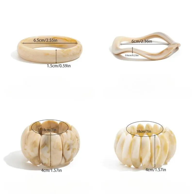 Elegant Resin Acrylic Geometric Cuff Bangles Women New Fashion Boho Wide Arm Bracelets Aesthetic Y2K Jewelry