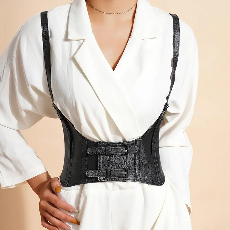 1Pc Women's Waist Belt Underbust Corset PU Leather Adjustable Punk Cummerbund Corset Wide Belts Dress Costume Waistband Cincher