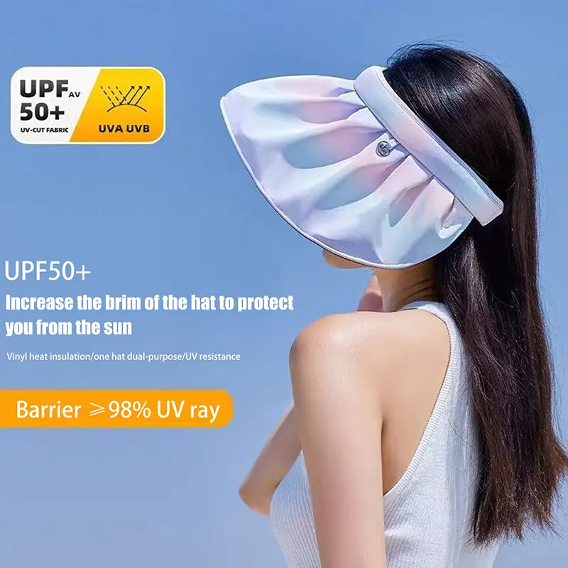 Summer Dual-use Headband Sun Hat Women Hollow Top Outdoor Travel Cap UV Protection Sea Beach Hat Wide Brim Visor Hat