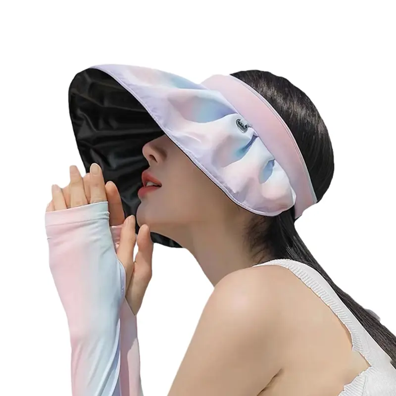 Summer Dual-use Headband Sun Hat Women Hollow Top Outdoor Travel Cap UV Protection Sea Beach Hat Wide Brim Visor Hat