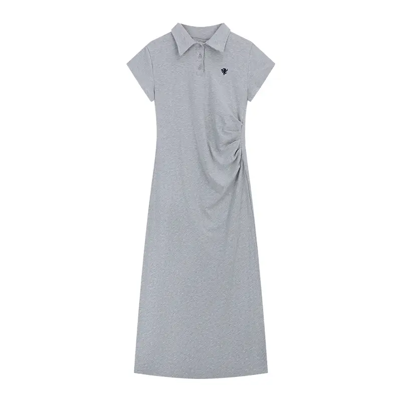 New Summer Women's Dress Korean Style Lapel Temperament Waist Slimming Short Sleeve Hip Skirt