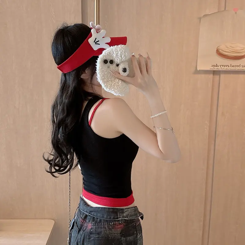 Fashion Off-shoulder Letter Print Patchwork Sleeveless Slim Camisole For Women