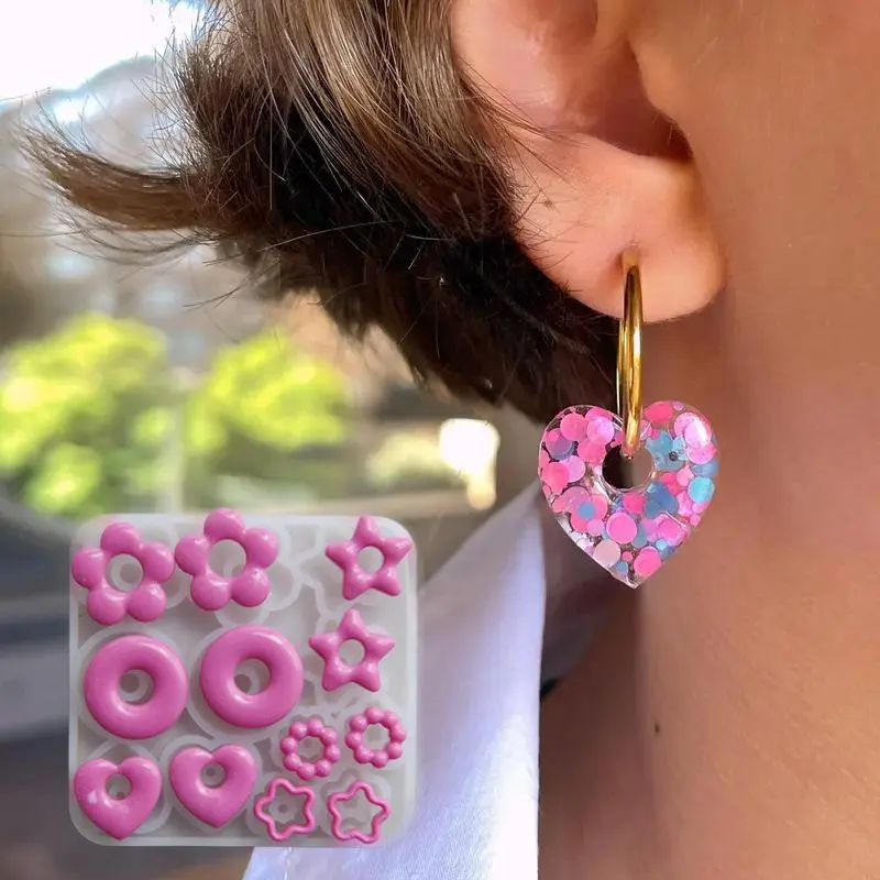 Silicone Pendant Molds for Resin Jewelry Making - Comes in Heart, Star, Flower Shapes
