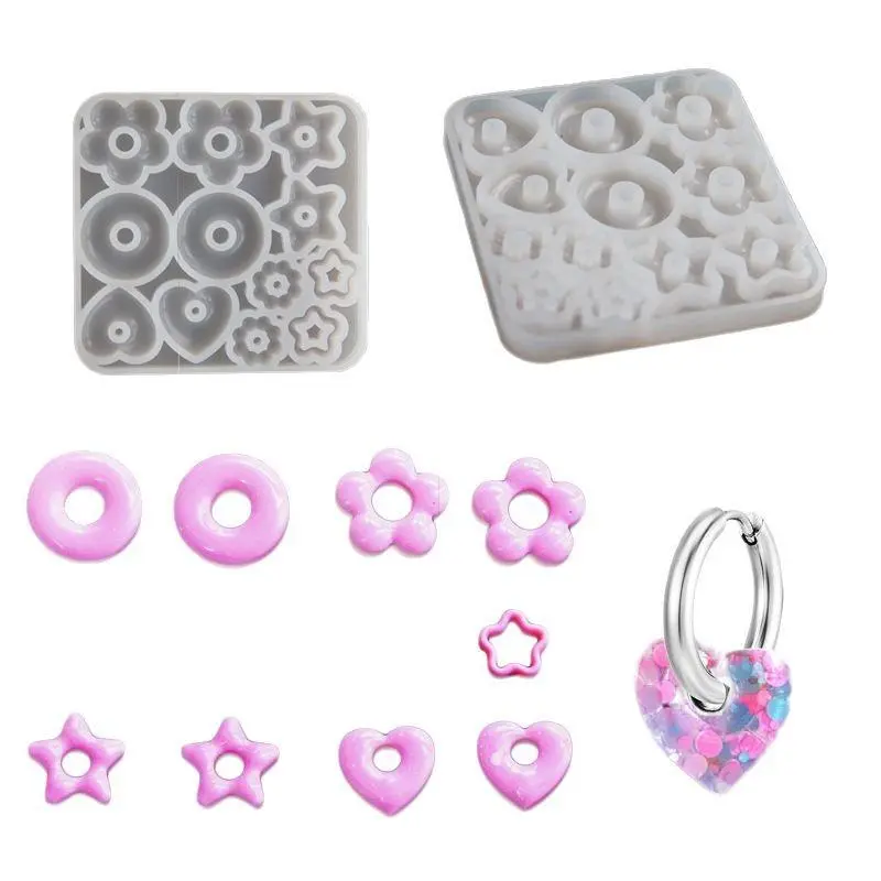 Silicone Pendant Molds for Resin Jewelry Making - Comes in Heart, Star, Flower Shapes