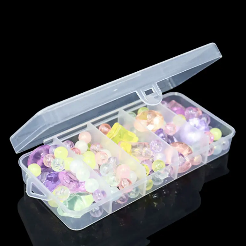 1PC Single-layer Five-cell Rectangular Plastic Box Transparent Storage Box Bead Jewelry Container Jewelry Storage