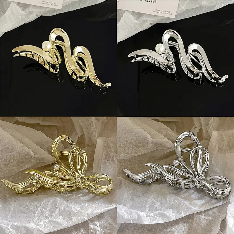 Fashion Metal Geometric Hair Claw Clip Trendy Hair Clip Metal Pearl Hair Clamp Party Hair Accessories For Women Headwear Jewelry