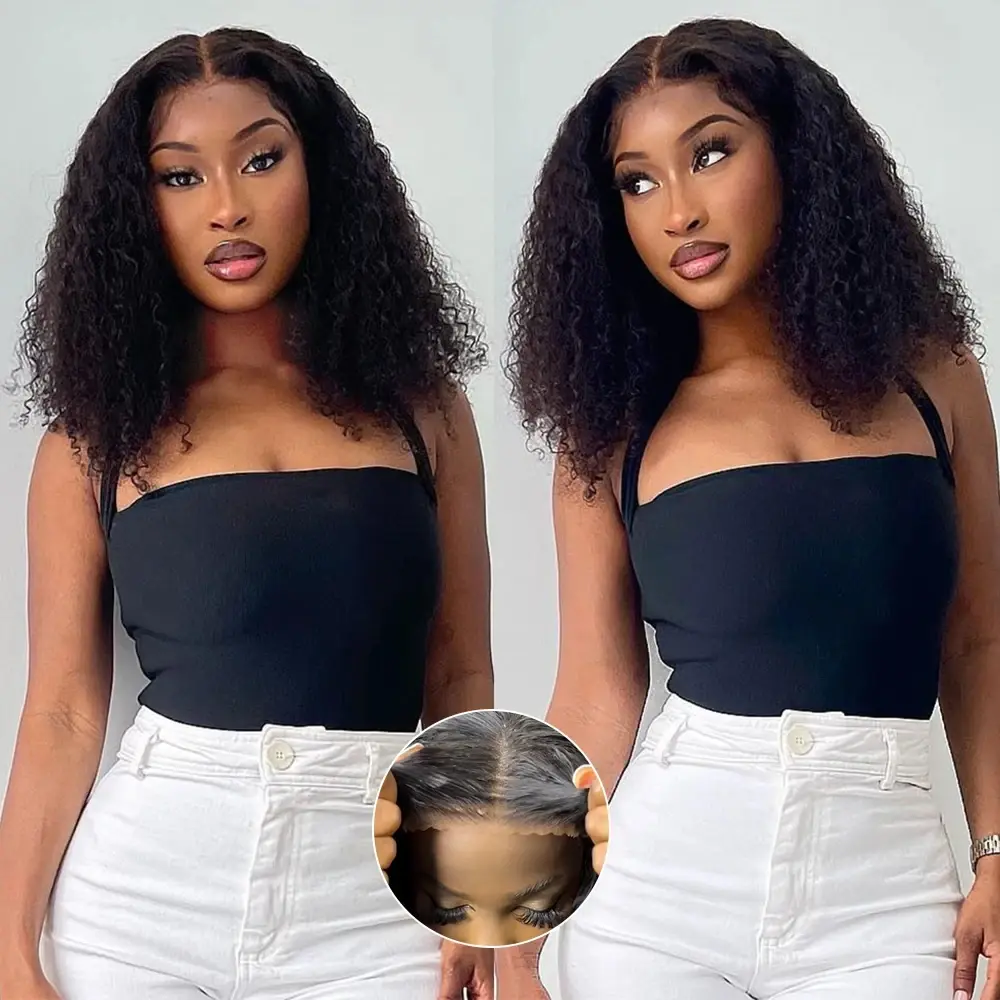 Deep Wave 4x4 Closure Lace Front Bob Wig Human Hair For Women Short 5x5 Closure Curly Wigs Glueless Wig Human hair Ready to Wear