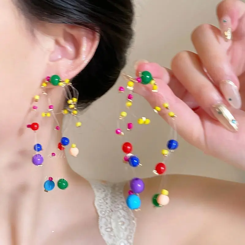 Uniquely Designed Dopamine Dangle Earrings; Colorful Summer Fashion for Women