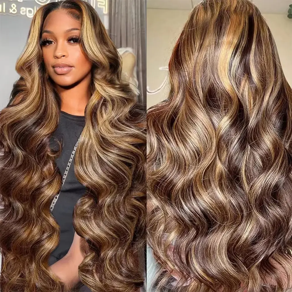 Highlight 200 density lace front wig human hair Body wave 30 inch colored wigs Brazilian 13x6 hd lace frontal wig for women