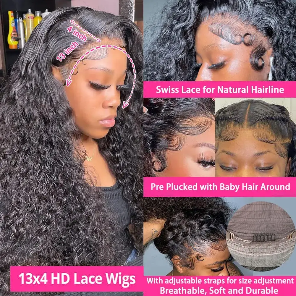 13x4 HD Transparent Lace Front Wig Human Hair Wig 30 38 inch Lace Front Human Hair Curly Wigs for Women 13x4 Lace Frontal Wig