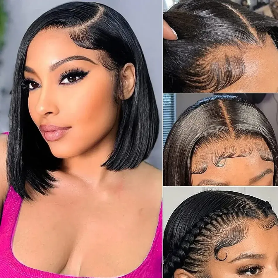 Straight 4x4 Closure lace front bone wig for women preplucked 5x5 lace frontal human hair wig Glueless Wigs Ready to Waer