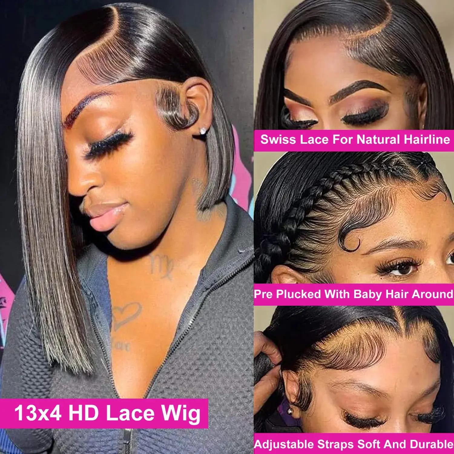 SoGreat 13x4 5x5 Hd Lace Closure Wig Straight Short Bob Human Hair Wigs 4x4 Closure Straight Hd Lace Frontal Wig 13x6 For Women