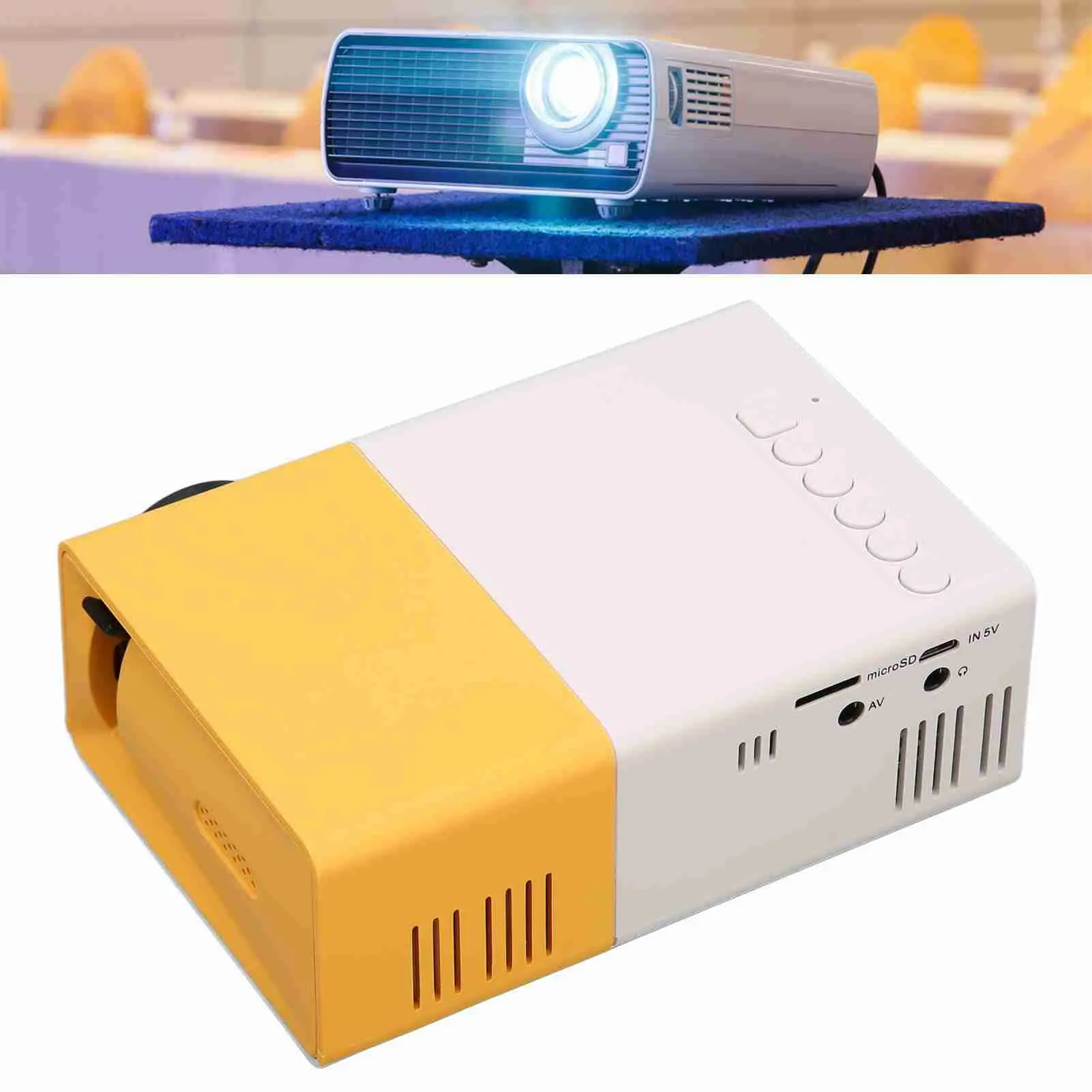 Projector Smart HD 1080P HiFi Portable Movie Projector for USB HD Multimedia Interface Memory Card Portable Movie Projector