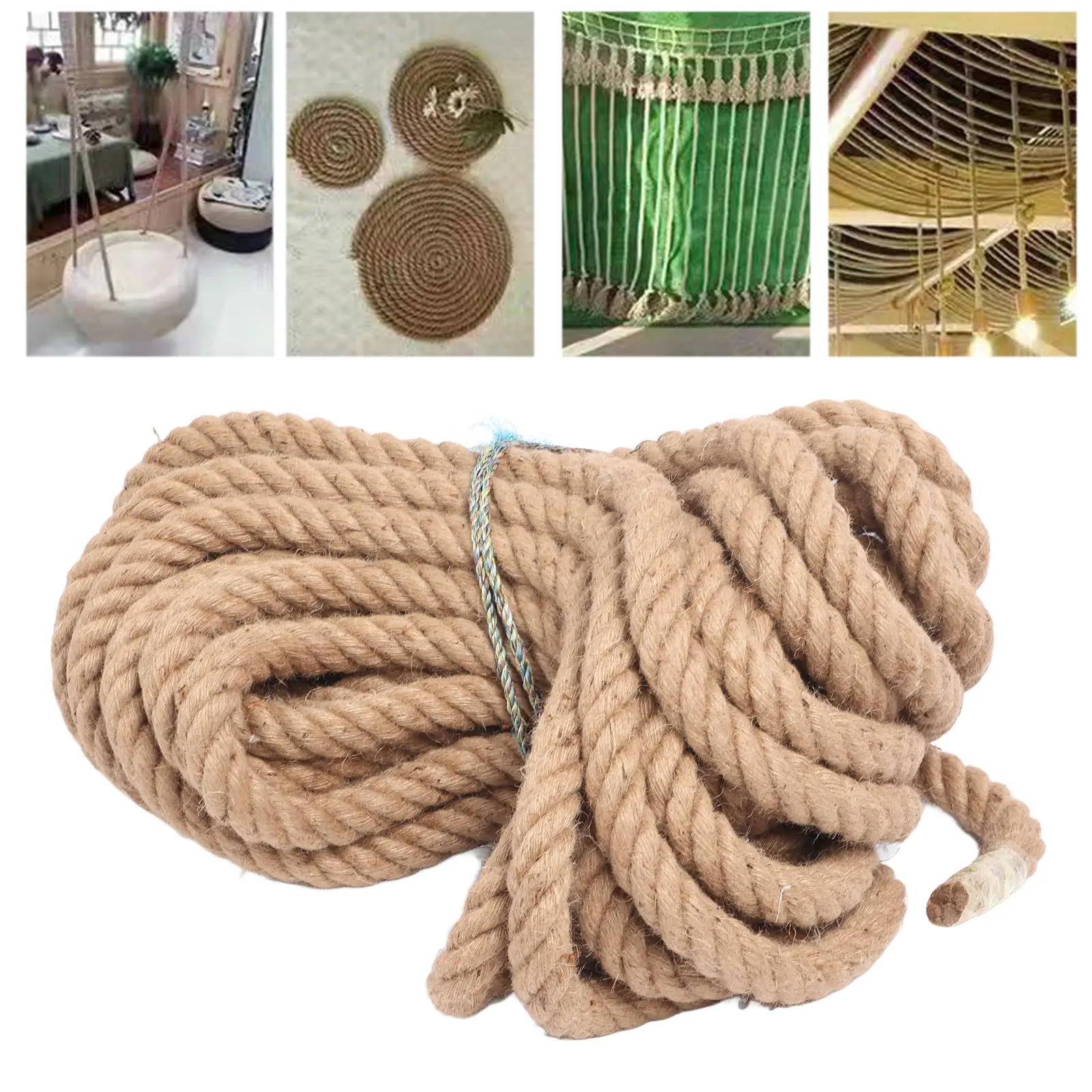 Hemp Rope Natural Hemp Rope Thick Hemp Rope Twisted Yellow Hemp Rope Twisted Natural Thick Jute Rope Hammock Swing Boat Railing