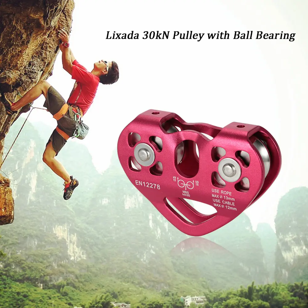 Ball Bearing Pulley Climbing Trolley Pulley Lixada 30kN Cable Trolley Pulley with Ball Bearing Climbing Caving Aloft Work
