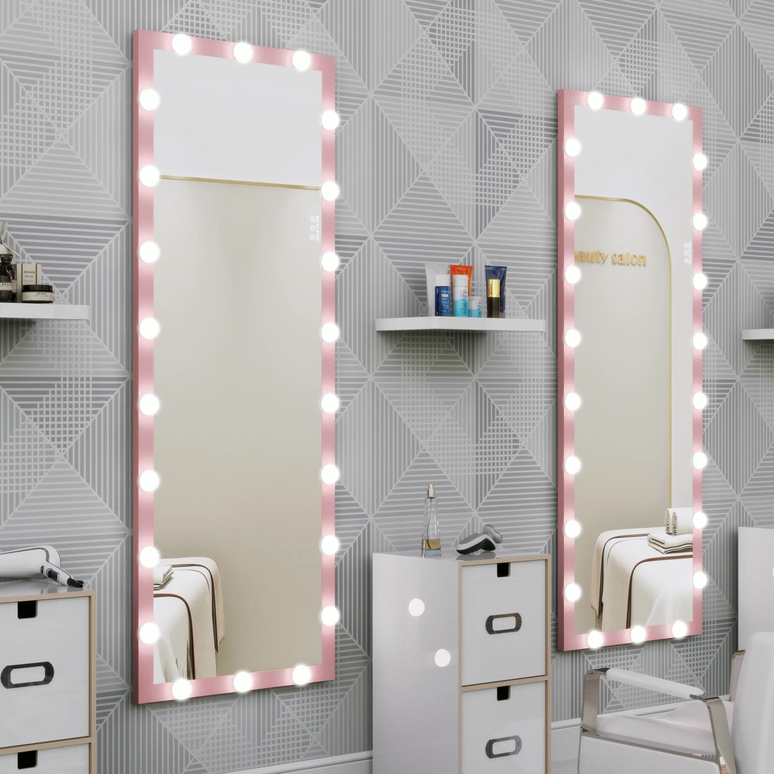 Hollywood Full Length Mirror with Lights Full Body Vanity Mirror with 3 Color Modes Wall Lighted  Standing Floor Mirror for Dres