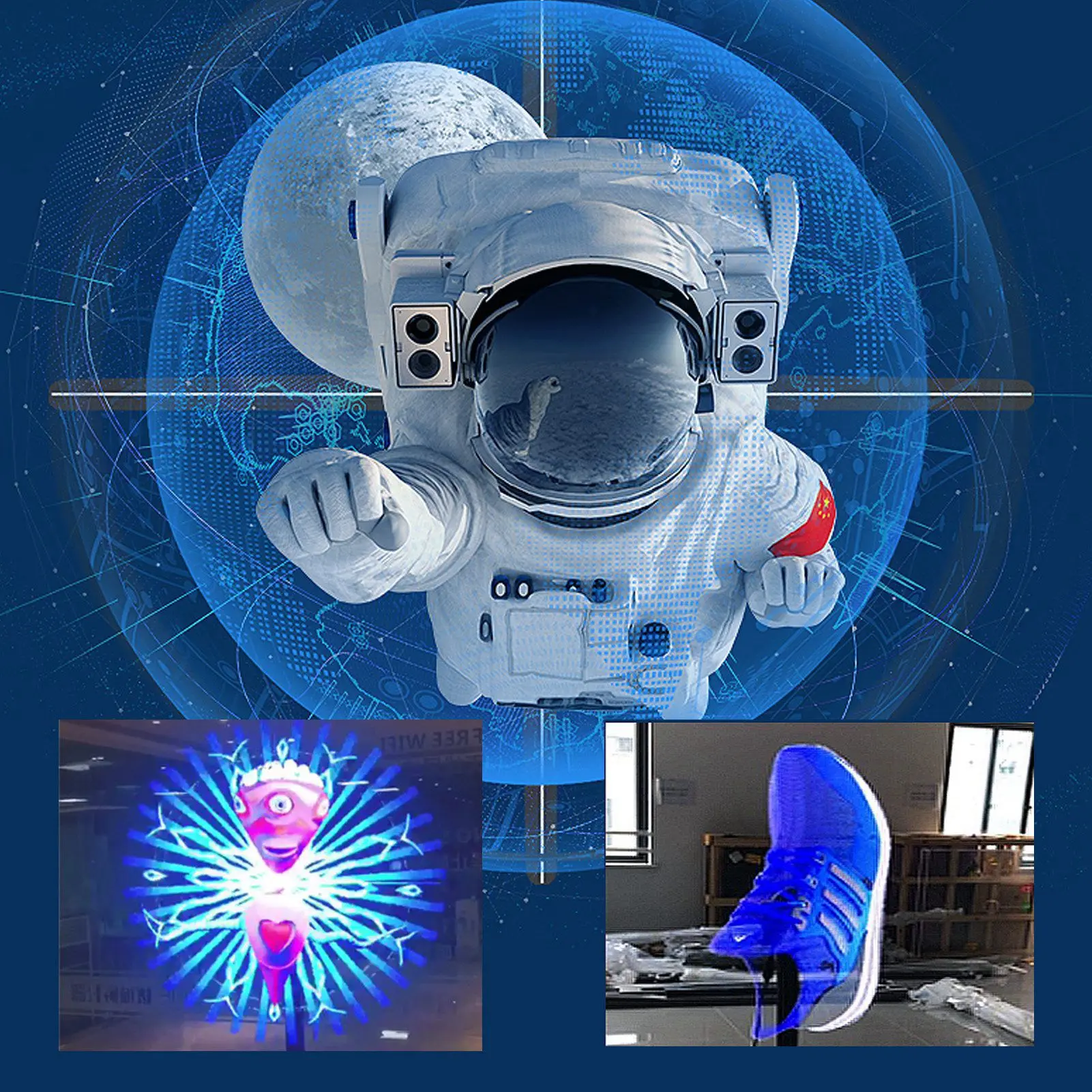 3D Hologram Fan Player 3D Hologram Fan Display 1024x768P WiFi APP Control Holographic Advertising Machine for Win Exhibition