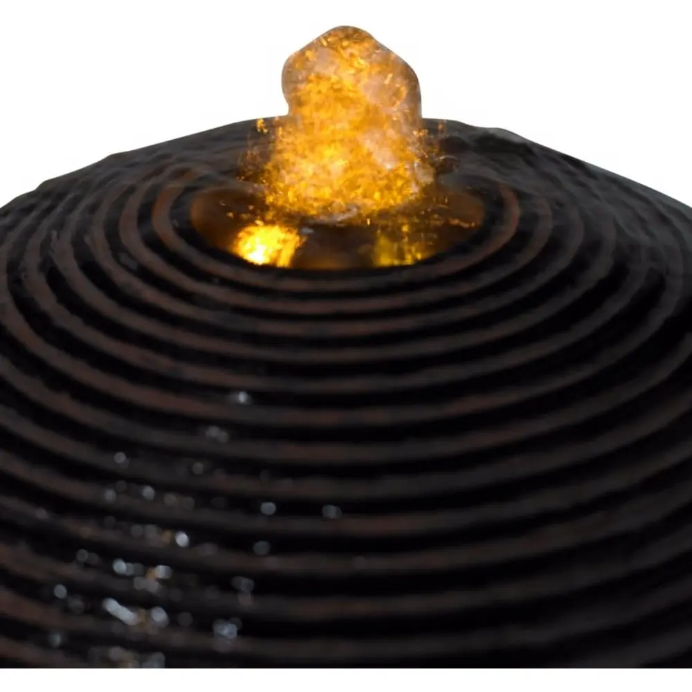 Dark Sphere Modern Zen Outdoor Floor Water Fountain 30" High with LED Light Bubbler Pillar for Garden Patio Backyard Deck Home L