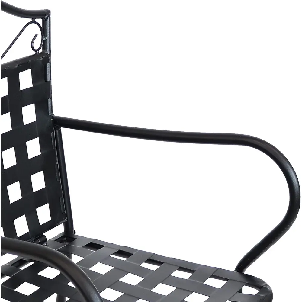 3-Piece Outdoor Wrought Iron Bar Chair and Table Set with Scrolling Design - 1 Table and 2 Chairs - Black