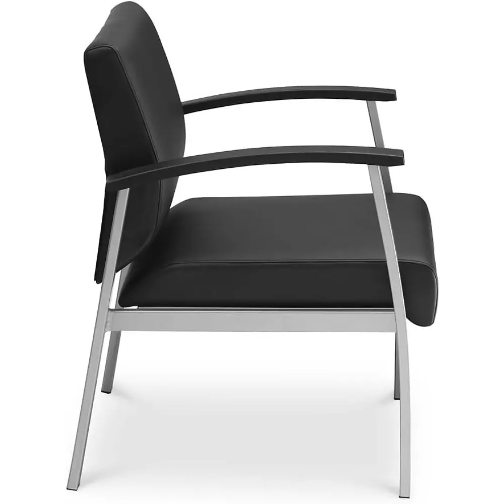 NBF Compass Guest Chair with Arms - Ergonomic Office Chairs with Williamsburg Polyurethane - Heavy Duty Steel Frame Waiting Room