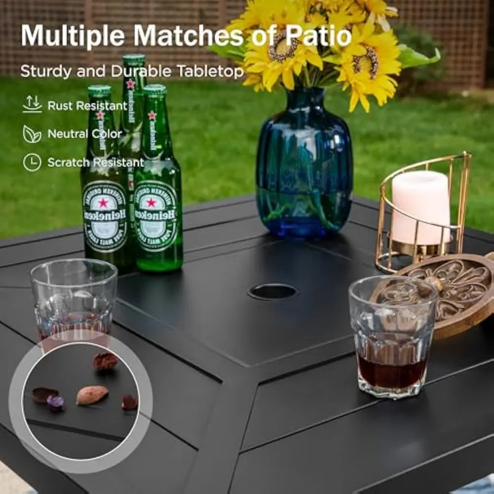Patio Bar Table for 4,Square 32"x32" Outdoor Dining Table with Sturdy Steel Frame,Mesh Patio Furniture for Backyard,Garden and
