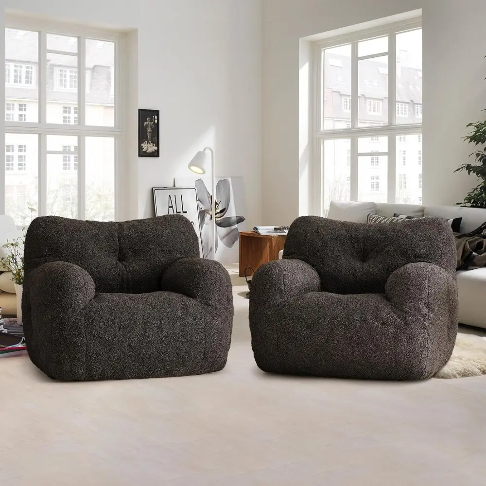 Bean Bag Chair, Filled Beanbag Chair for Living Room, Stuffed Beanbag Chairs, Comfy Bean Bag Chairs with Filling (Teddy Fabric i