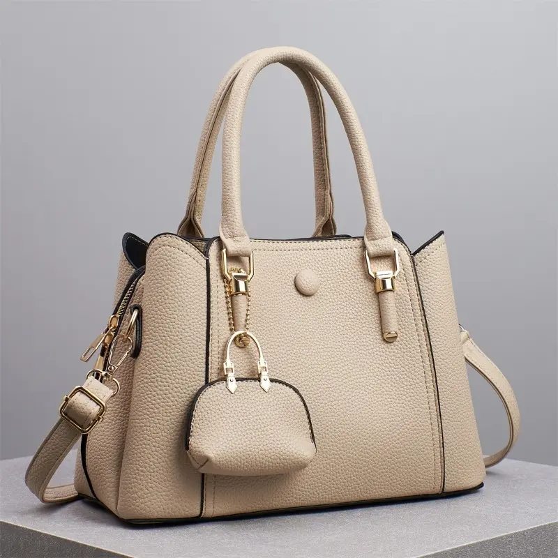 Soft Leather Women's Crossbody Bags Large Capacity Shoulder Handbags Purses with Pendants Trend Designer Casual Tote Bags