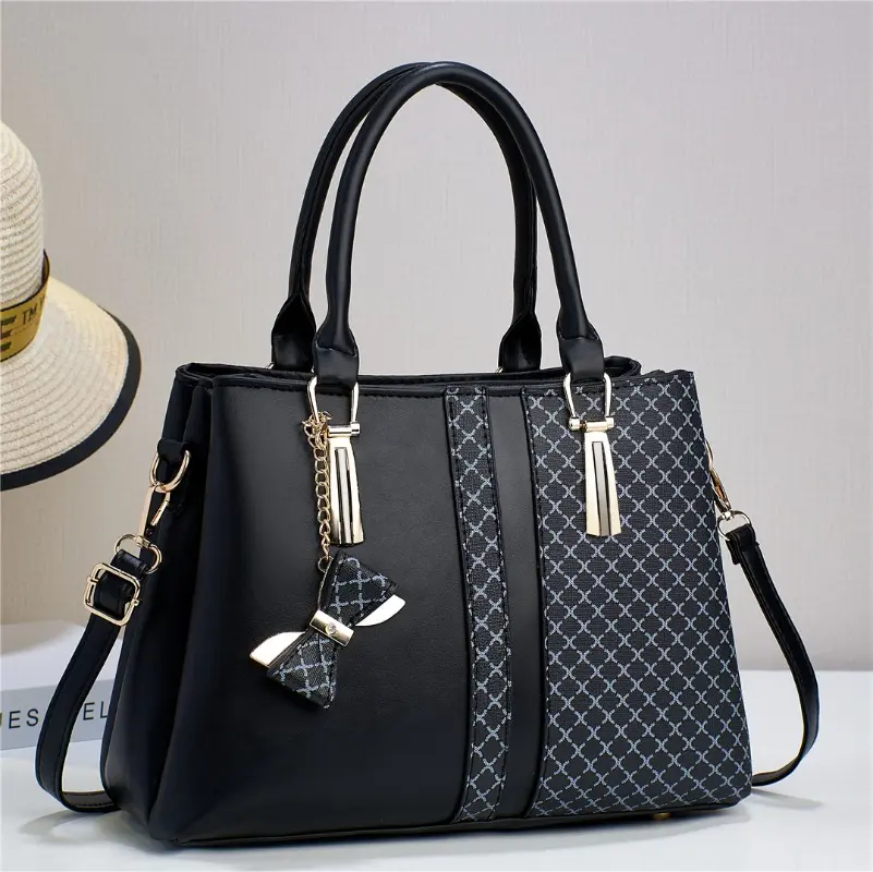 2025 Women's Printed Handbags PU Leather Tote Bag with Bow Decor Ladies Crossbody Bags Large Work  Shoulder Bag Purse 6 Colors