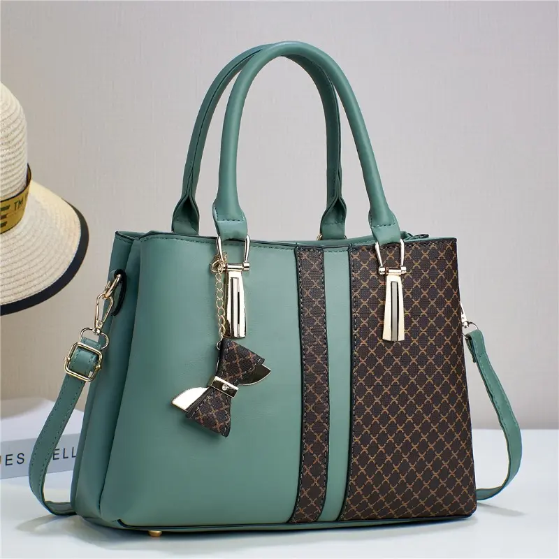 2025 Women's Printed Handbags PU Leather Tote Bag with Bow Decor Ladies Crossbody Bags Large Work  Shoulder Bag Purse 6 Colors