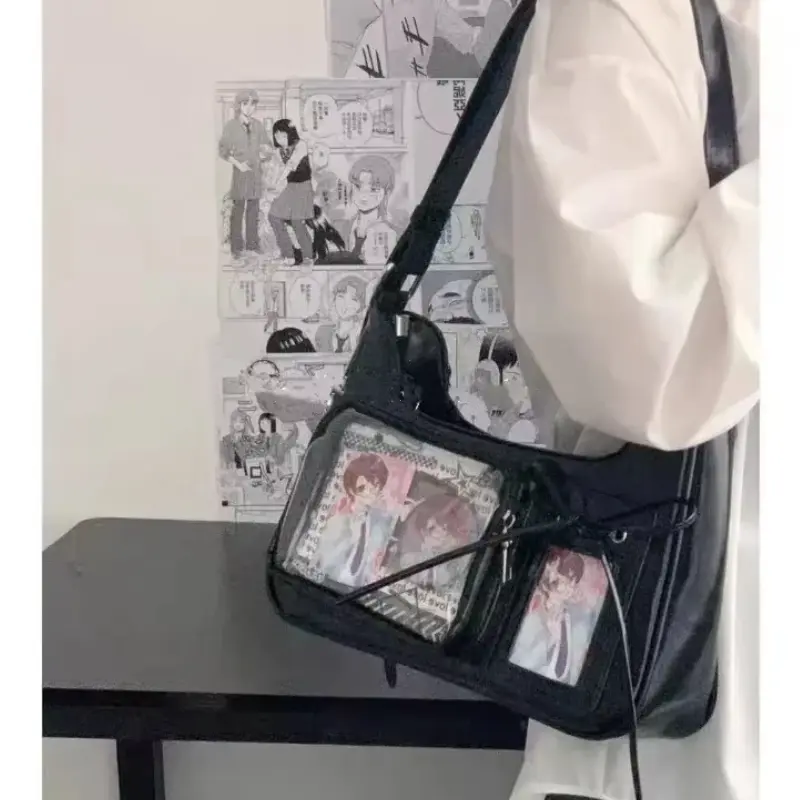 Korean Transparent Ita Bag JK Harajuku Large Capacity Crossbody Bag For Women Girl Shoulder Bag Y2k Kawaii Handbag Bolso Mujer