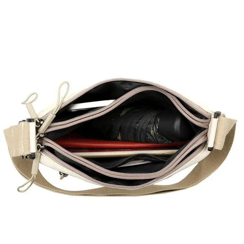 New Lightweight Canvas Shoulder Crossbody Bag for Women 3 Main Pockets High Capacity Women's Handbags Versatile Commuting Bag