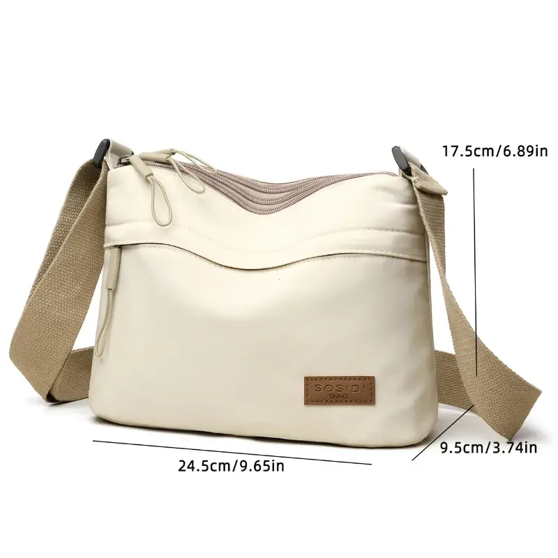 New Lightweight Canvas Shoulder Crossbody Bag for Women 3 Main Pockets High Capacity Women's Handbags Versatile Commuting Bag