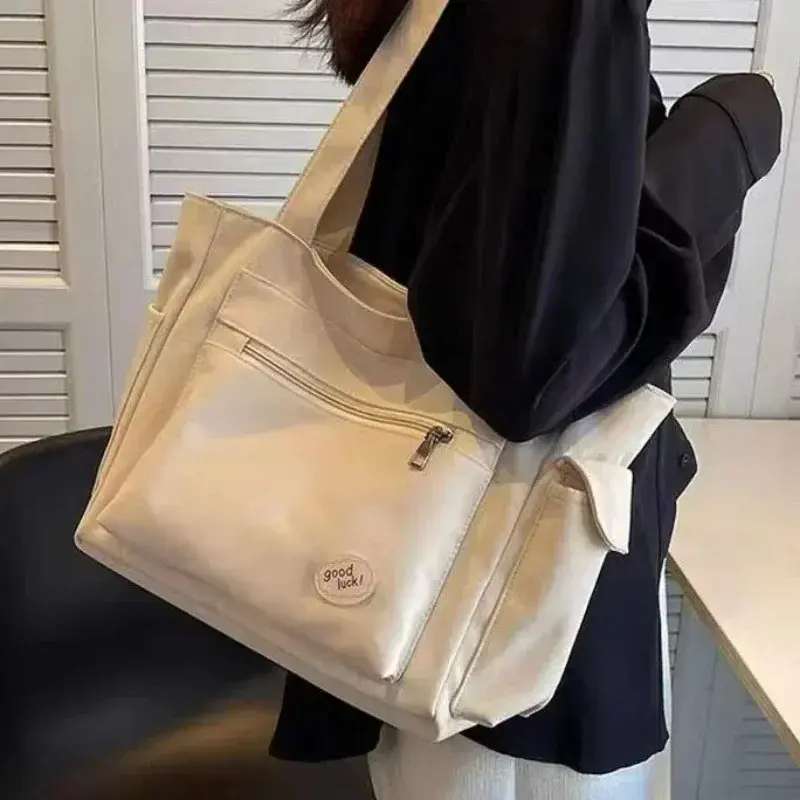 Women's Fashion Shoulder Bag Class Large Capacity Student Tote Bags 2025 New Canvas Commuter Handbag Women Bag Luxury Bag